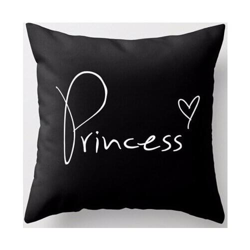 Hot Selling Beauty Princess Black Design Zippered Square Throw Pillowcase Cool Zippered Pillow Sham Pillow Cover