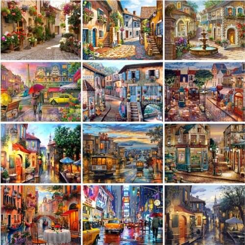 Diamond Painting Street Scenery Cross Stitch Kit Full Squrae Round Drill Embroidery Mosaic Picture of Rhinestones Handmade Gift
