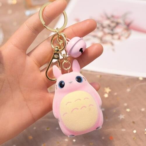 Enamel flocking bell dragon cat key chain pendant mobile phone bag key chain accessories creative activity gift