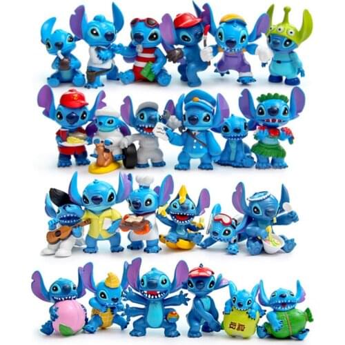 24pcs/lot Lilo Stitch Anime Figure Toys Figurines Decor Dolls Creative Diy Home Collection For Children Gifts