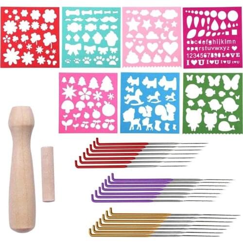 LMDZ Needle Felting Supplies, 21Pcs Color Felting Needles, 7Pcs Color Wool Felt Molds, Needle Felting Foam and Wooden Handle