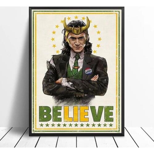 Marvel Loki Retro Art Canvas Paintings Tom Hiddleston Prints and Posters Wall Art Pictures for Kids Room Home Decoration Cuadros