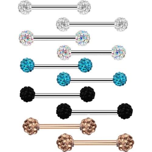 New 2pcs Barbell Nipple Ring Piercing Bar Rings Jewelry Creative Punk Body Jewellery Surgical steel Zircon Heart Rings Women