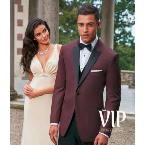 Custom Made Groomsmen Peak Black Lapel Groom Tuxedos Men Suits Wedding Best Man Blazer (Jacket+Pants+Tie+Vest) B971