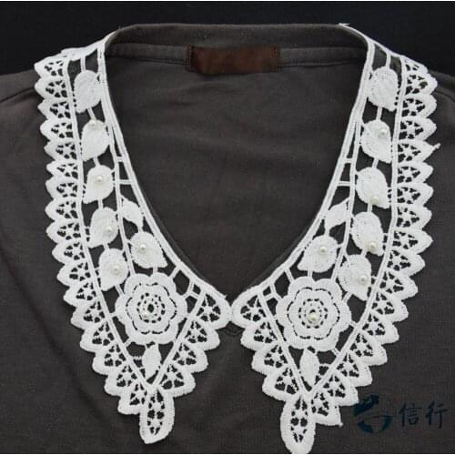 Lace false collar white embroidered fake lace collar trim diy women applique sewing supplies african guipure lace collars#3515