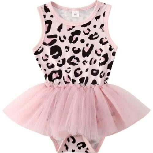 2020 Summer Toddler Newborn Baby Girl Bodysuit Clothes Leopard Princess Mesh Tutu O Neck Sleeveless Outfit Jumpsuit Costume