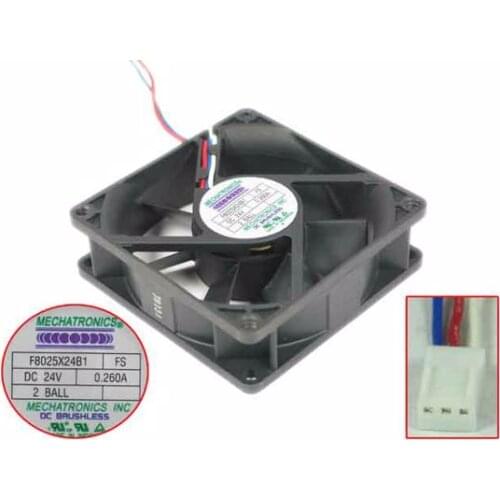 MECHATRONICS F8025X24B1 DC 24V 0.260A 80x80x25mm 3-wire Server Square Fan