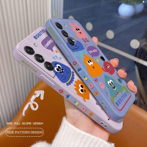 Flower Square Soft Case For Samsung Galaxy S21 S20 FE S10 Note 20 10 A72 A52 A42 A32 A71 A51 Liquid Silicone Phone Cover Case