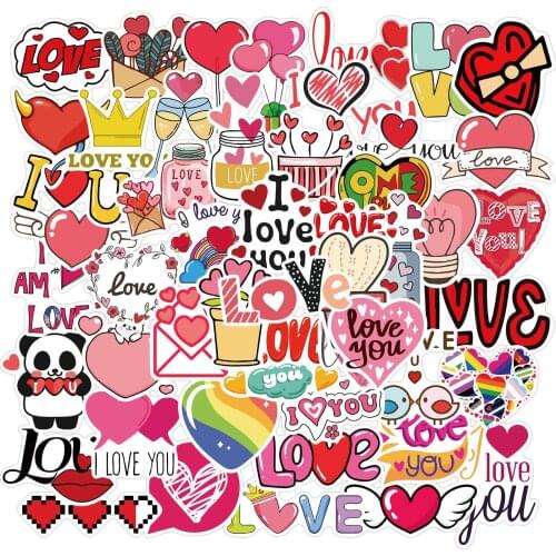 50pcs/SET Love Theme Sticker Waterproof fit Car Laptop Skateboard Surfboard Luggage Bicycle Kids Toy Home Decor