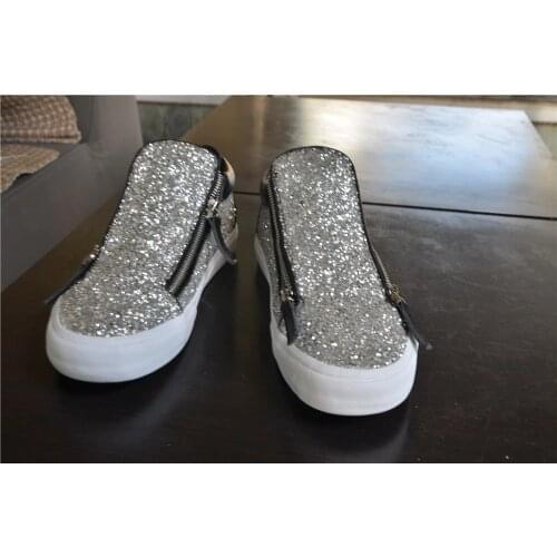 Nancyjayjii Goose Women Spring Fashion Gold&White Slipper Both Sides Zipper Flat-Heeled Shoes,Plus Size 4-16,Casual&Street