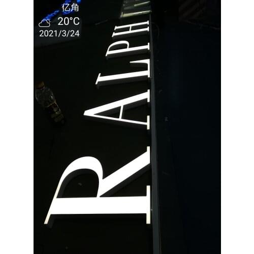 Advertising Outdoor Face Lit 3D LED Lighting Signage Illuminated Stainless Steel Letter for Brand Logo
