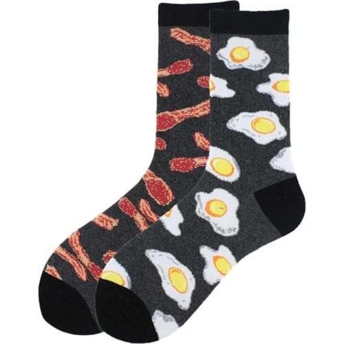 Hip Hop Cool Socks Brand Design Music Egg Hamburg Chili Pattern For Unisex Thick Long Skateboard Funny Socks Colorful Mens Sock