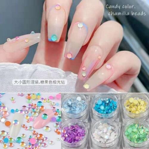 New packaging Mermaid Semicircle Glass Crystal Beads Mixed Size Candy Colors AB DIYNail Art Rhinestones Glass Stones