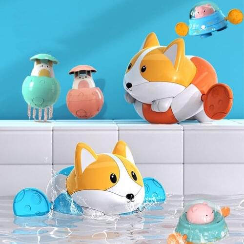 2021 Newest Baby Bath Toys Cute Cartoon Corgi Pig Penguin Whale Baby Water Toy Infant Swim Chain Clockwork Toy For Kid Water Toy
