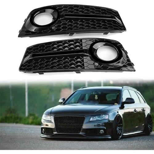 Car Front Left+Right Fog Light Grille Grill Cover for A4 B8 2009-2011 Car Front Bumper Fog Light Lamp Grills