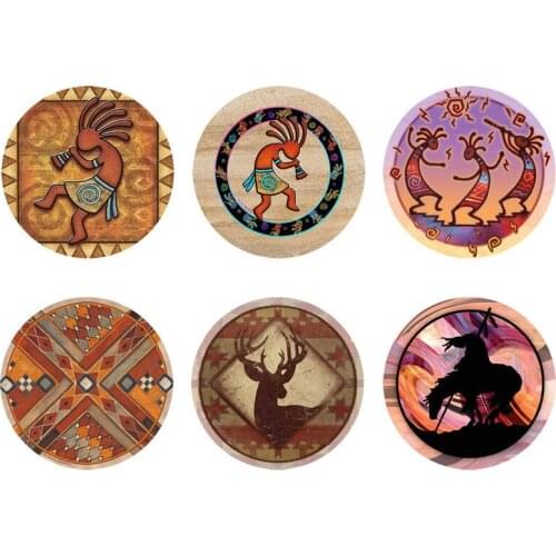DARMIAN African Kokopelli 3D Print Placemats Vintage Home Decoration Accessories Tea Cup Pad Drink Coaster Non-Slip Table Mats