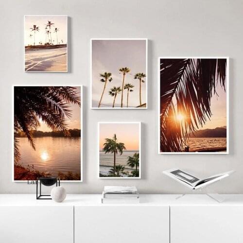 Coastal Sunrise Tropical Nature Scenery Poster Print Sky Sea Sunset Canvas Painting Landscape Picture for Living Room Wall Art