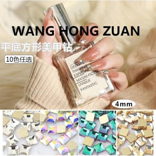 Super Bright Japan Glass Strass Square Shape 20pcs Mix color Clear And AB Non HotFix FlatBack Nail Art Rhinestones Decoration