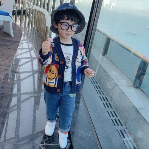 Thicken Spring Autumn Tops Boys Sweater Jacket Coat Kids Knitting Overcoat Outwear Teenager Children Clothes High Quality