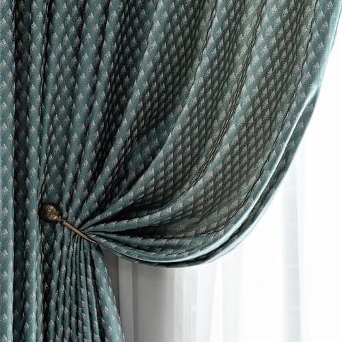 Geometric Jacquard Imitation Silk Shading Curtains Simple Nordic Style Finished Custom Curtains for Living Dining Room Bedroom