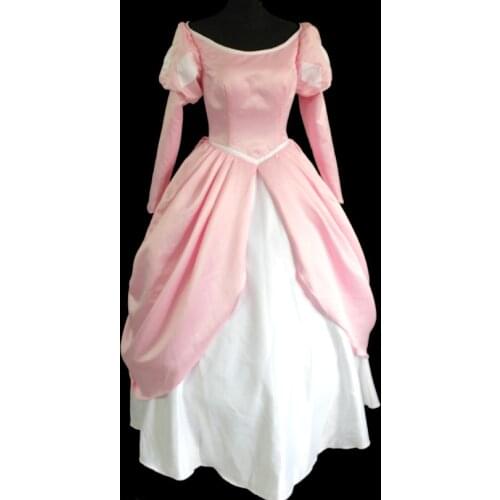 Fancy Halloween Cosplay Mermaid Princess Ariel Costume Adult Women Pink Party Dance Dress Christmas Carnival Ball Gown
