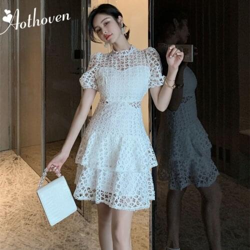 Summer Office Bandage Cascading Ruffle Lace Dress High Quality Women Short Sleeve O Neck Dress Elegant Club Sexy Party Dresses
