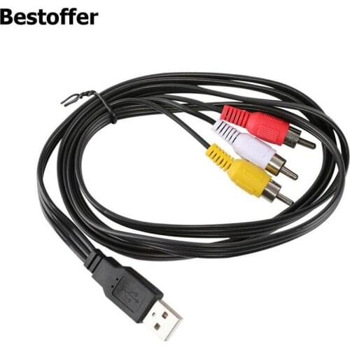 1.5m/5ft 3 RCA Male to USB A Male Adapter Audio Video Data CD/DVD Cord Cable