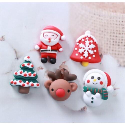 10Pcs New Lovely Christmas Collection Flat Back Cabochon Scrapbooking Hair Bow Center Embellishments DIY Accessories Home Decore