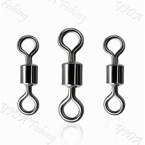 10PCS Fishing Barrel Bearing Rolling Swivel Solid Ring Fishing Connector Ball Bearing Swivel Solid Rings LB Lures