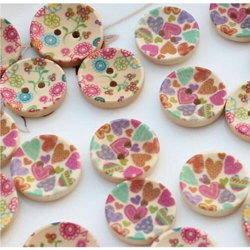 100pcs 2-hole 20mm wood sewing buttons natural wood painting buttons DIY decoration free shipping 2016052402