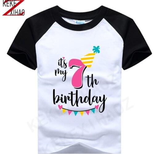 7 8 9 Years Birthday Christmas Boys T Shirt Infant Cotton T-shirt Childrens Happy Birthday Girl Short Sleeve Summer Tops
