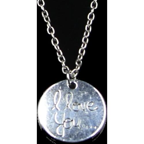 20pcs 20mm Circle Plates I Love You Pendant Necklace Link Chain For Female Choker Necklace Creative Jewelry party Gift