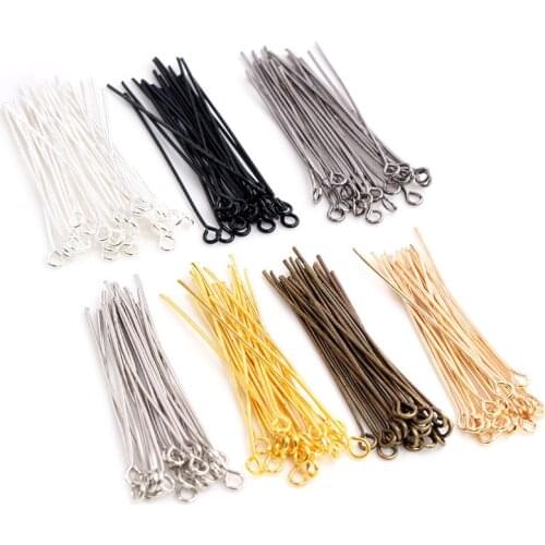 200pcs/bag 16 20 25 30 35 40 45 50mm Eye Head Pins Classic 7 colors Plated Eye Pins For Jewelry Findings Making DIY Supplies