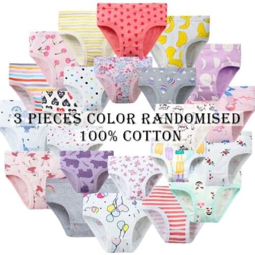 3pcs/set Girls Panties Cotton Kids Underpants Baby Girl Print Briefs Panties for girls Childrens Underpants Random Color