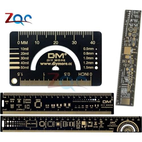 4cm 15cm 20cm 25cm Multifunctional PCB Ruler Measuring Tool Resistor Capacitor Chip IC SMD Diode Transistor Package 180 Degrees