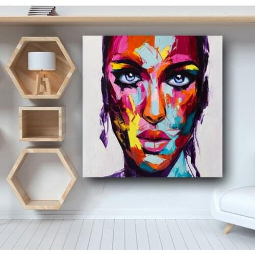 Abstract Modern Beautiful Women Graffiti Wall Art Canvas Printing Nordic Fashion Decorative Picture for Living Room Unstretched