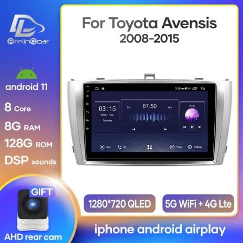 Prelingcar Android 10.0 For Toyota Avensis 2009 10 11 12 13 14 15 Car Radio Multimedia Video Player GPS Navigation NO DVD 2Din