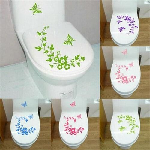 Butterfly Flower vine bathroom vinyl wall stickers home decoration wall decals for toilet sticker