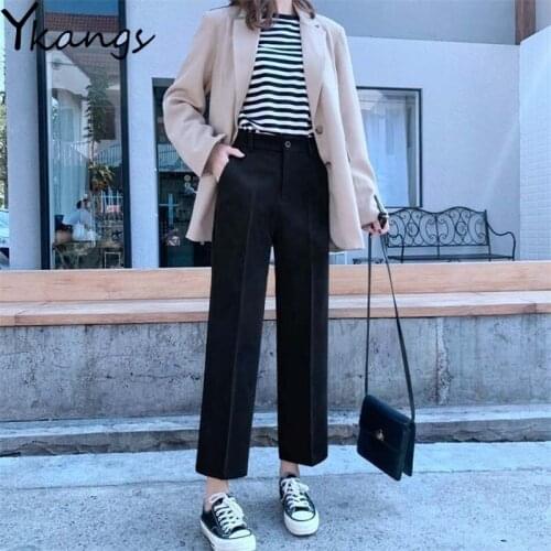 Baggy Pants Joggers Women Straight Wide Leg Pants Elastic High Waist Loose Womens Pants Black Harajuku Korean Fashion Trousers