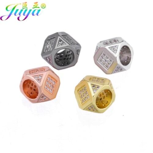 Juya Women Men DIY Beads Jewelry Beads Supplies Handmade 10mm Large Hole Square Charm Beads For Beadwork Beads Jewelry Making