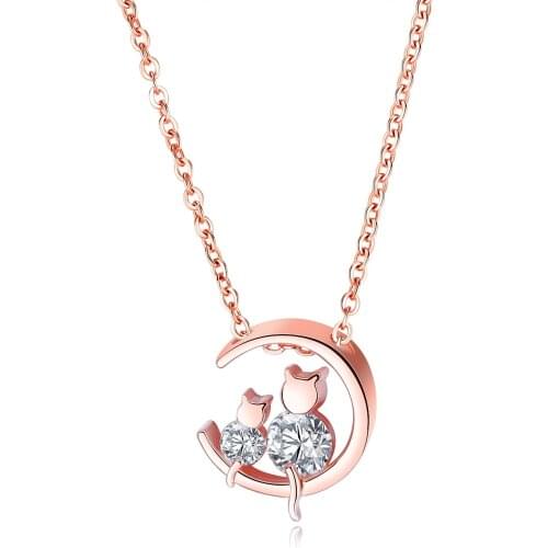Cyue New Summer Copper Plated Rose Gold Animal Necklace AAA Pave Cz Pendant Female Accessories