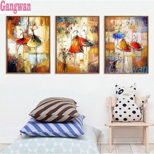 Girls Dancing Abstract mosaic Paintings 5D Diamond Painting Full Square/Round Diamond Embroidery 3 pcs set wall Decoration art