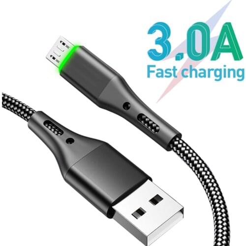 USB 2.0 Data Wire Quick Charge Micro usb Cable For Samsung Galaxy M10 A7 A6 S4 S6 S7 Edge J7 Phone fast Charger Luminous Cable