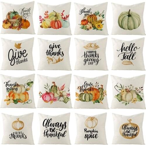 Thanksgiving Flax Cushion Cover Luxury Decoration Pillow Case High Quality Printed Letters Hotel Family Sofa Cushion Cover