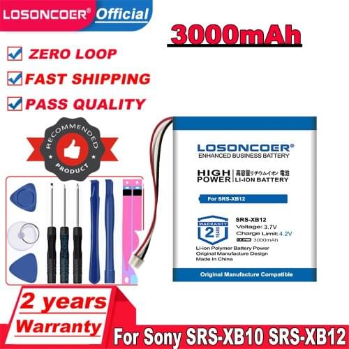LOSONCOER Top Brand 100% New 3000mAh SF-08 Battery for Sony SRS-XB10 SRS-XB12 High Quality Bluetooth Speaker