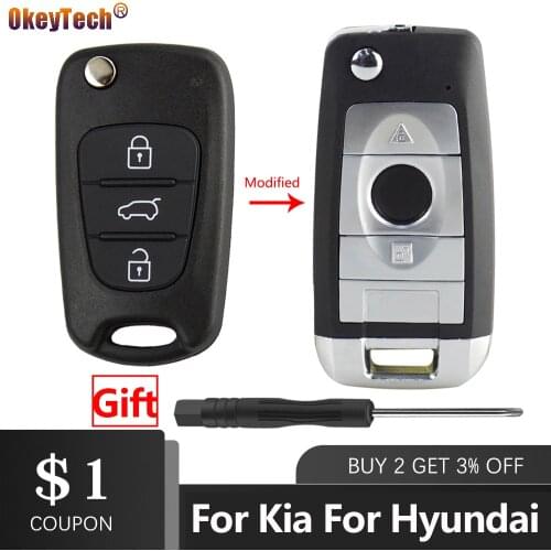 OkeyTech Car Modified Remote Control Key Shell For Kia sportage Picanto 3 rio k2 K5 Cerato Ceed Soul For Hyundai I30 ix35