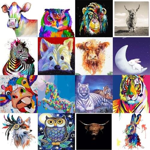 40x50cm DIY Painting By Numbers Kits Colorful Animals Hand Painted Oil Paint By Numbers For Home Decor Art Christmas Gift