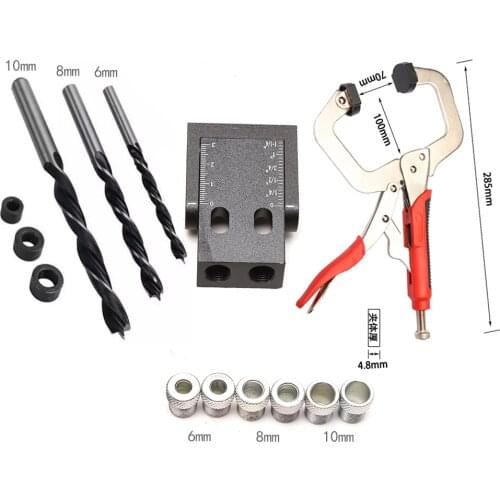 15 Degree Oblique Angle Hole Locator Pocket Hole Jig Kit Drilling Locator Aluminium Woodworking & Joinery Wood splicing Tool