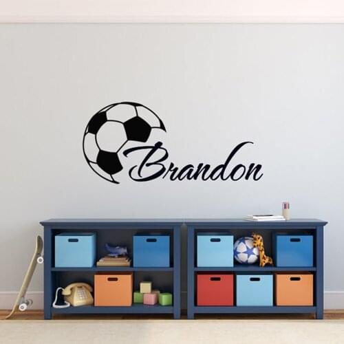 Soccer Wall Decal Football Personalized Vinyl Wall Sticker Bedroom Home Decor Custom Name Wall Art Mural Kids Room Decor C480