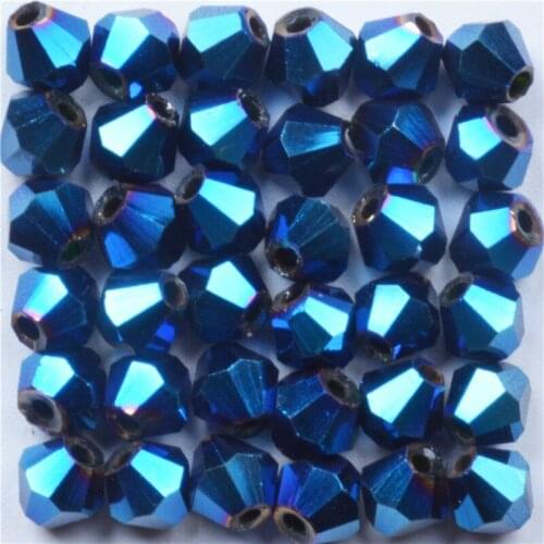 Wholesale New Blue Color 100pcs 4mm Bicone Crystal Beads charm Glass Bead Loose Spacer Bead for DIY Jewelry Making